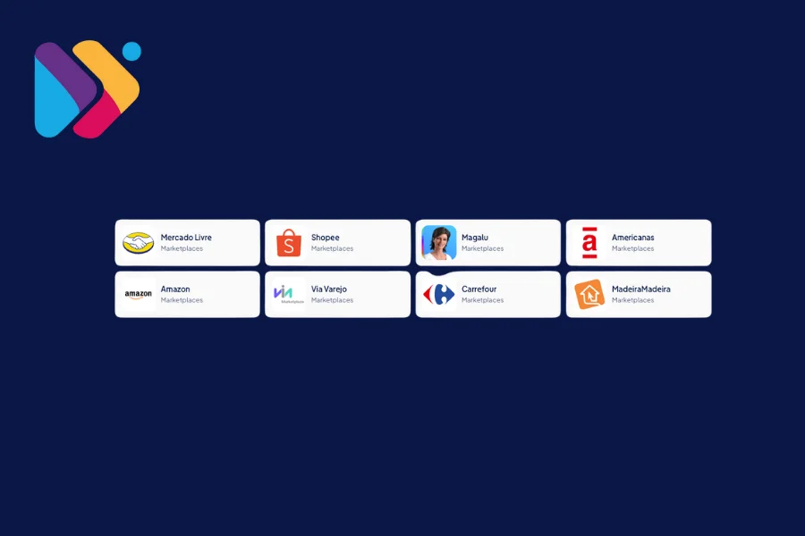 Painel do Hub da Olist mostrando mais de 100 integrações ativas para vendedores multicanais.