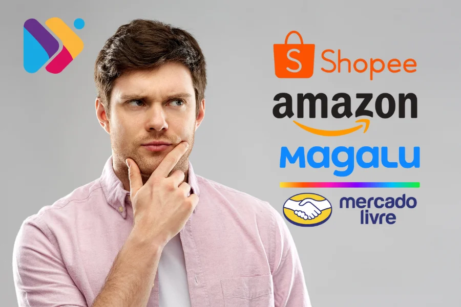 Vendedor analisando métricas de vendas em marketplaces