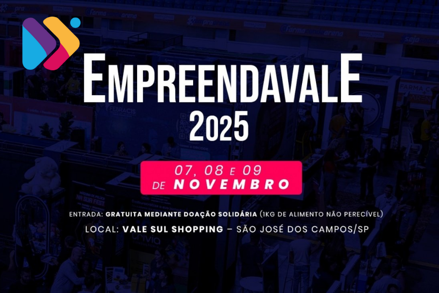 Participantes do EmpreendaVale 2025 em palestras e rodadas de negócios interagindo com expositores e investidores.