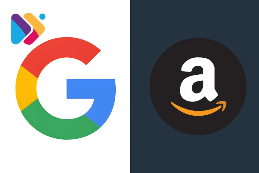 Ilustração representando a integração entre os serviços de nuvem Amazon AWS e Google Cloud