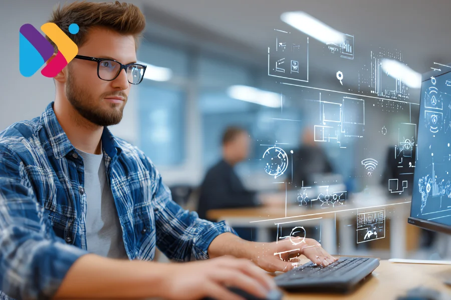 Dashboard de ERP mostrando controle de estoque, vendas e pedidos