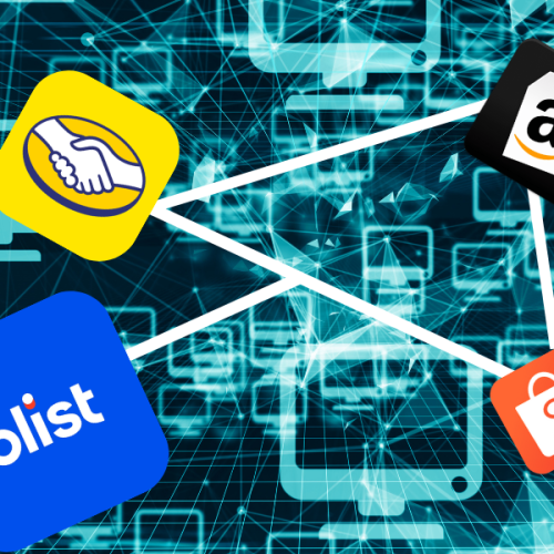 Loja virtual exibindo produtos em diversos marketplaces, representando a estratégia de multi canais para aumentar vendas.