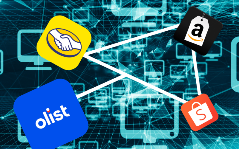 Loja virtual exibindo produtos em diversos marketplaces, representando a estratégia de multi canais para aumentar vendas.