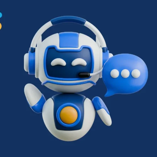 Atendente conversando com chatbot em interface digital