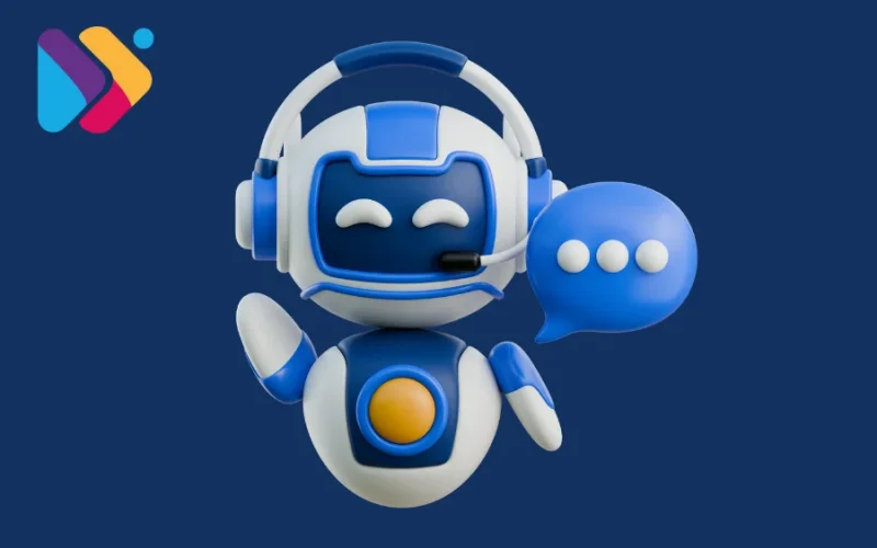 Atendente conversando com chatbot em interface digital