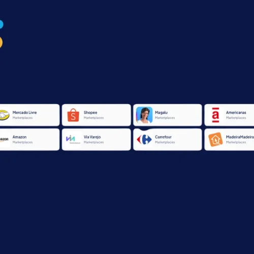 Painel do Hub da Olist mostrando mais de 100 integrações ativas para vendedores multicanais.