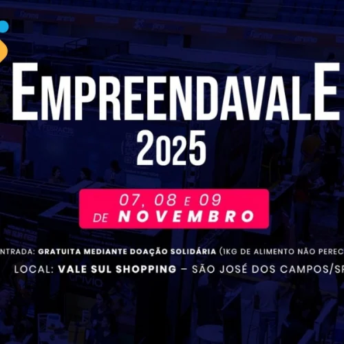 Participantes do EmpreendaVale 2025 em palestras e rodadas de negócios interagindo com expositores e investidores.